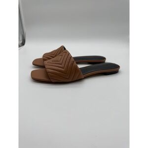 Sanctuary‎ Culture Tan Leather Quilted Slide Sandals 9.5M Flat Square Toe